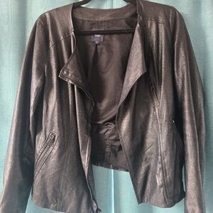 GAP Women's Shimmering Black Leather Jacket